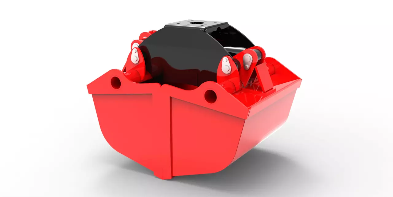 Schalengreifer inkl. Flansch, Zweischalengreifer, Greiferschaufel - [ 160 Liter + 70mm Flansch ]