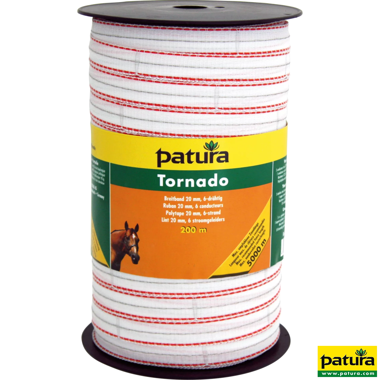 Tornado Breitband 20 mm, 200 m Rolle 5 Niro 0,20mm, 1 Cu 0,30mm, weiss-orange