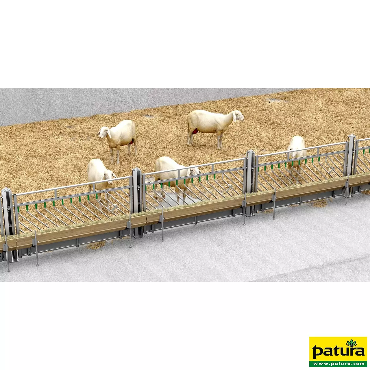 Selbstschließ endes Fressgitter Schafe L= 3,89 m, H= 1,00 m 23 Fressöffnungen